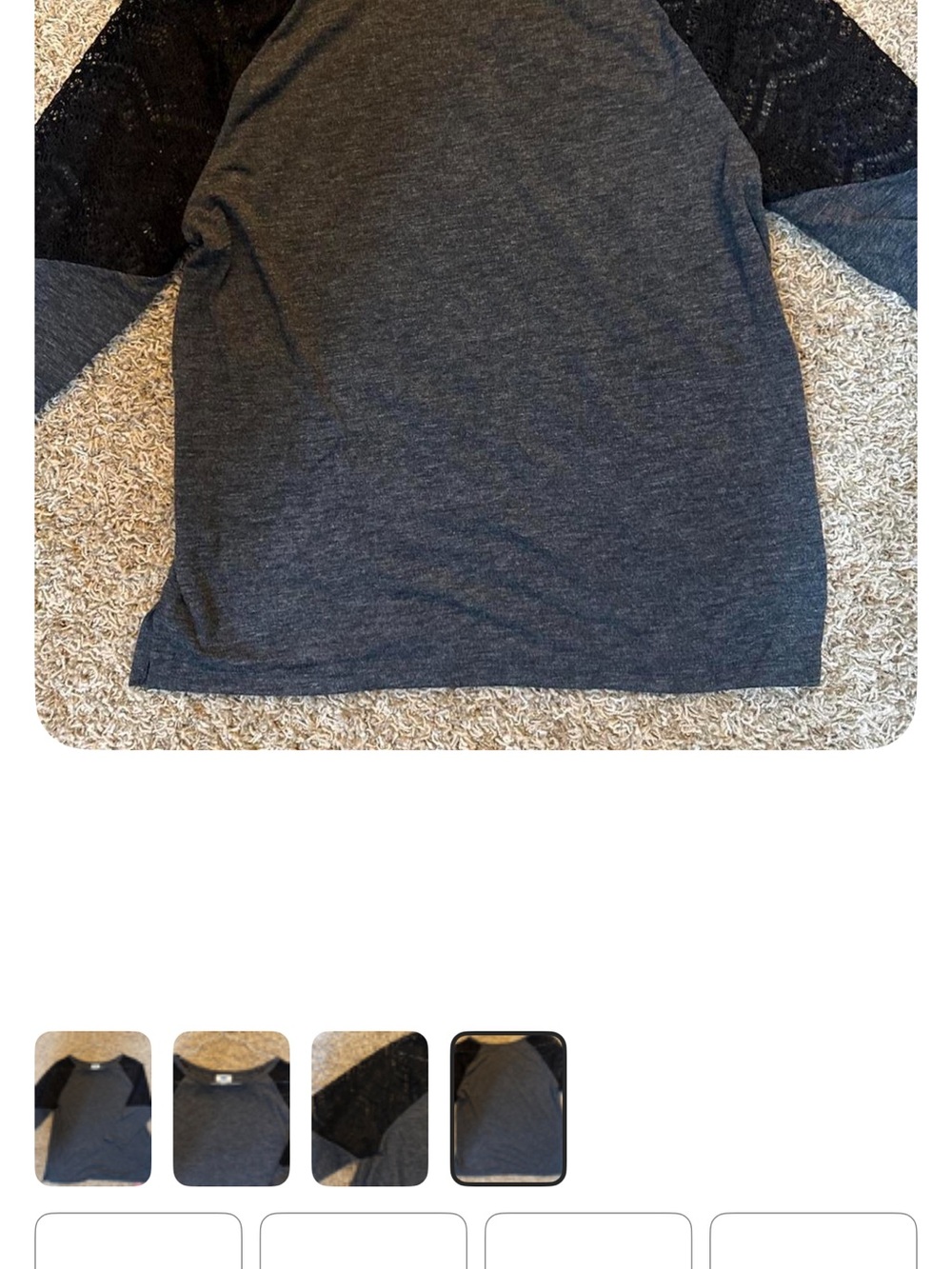 Old Navy Dark Gray Top with Black Lace Raglan Sleeves - Picture 4 of 4